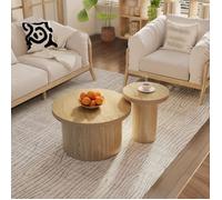 Table Basse Rond - OEM - Modulable - Bois Massif - Design Scandinave - 2 Pièces 66x40cm