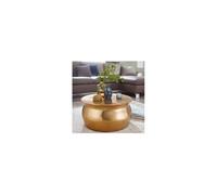 Table basse ronde 60x30,5 cm en aluminium doré