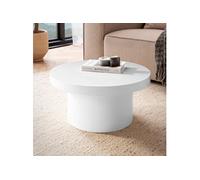Table basse ronde 60x30 cm décor blanc brillant