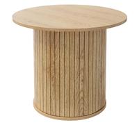 Table basse ronde Ø60x50cm plateau dépassant aspect bois marron pour café et thé