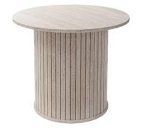 Table basse ronde Ø60x50cm plateau dépassant aspect pierre beige pour café/thé