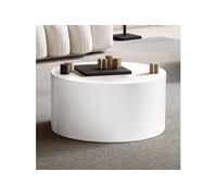 Table basse ronde 60x60x30 cm décor blanc brillant - TRYA