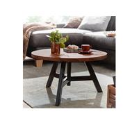 Table basse ronde 60x60x35 cm en bois de sheesham massif et métal