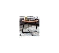 Table basse ronde 60x60x45 cm en sheesham massif et acier