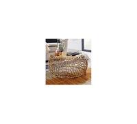 WOHNLING Table Basse Ronde 66x66x30 cm Aluminium Dorée, Structure Branche