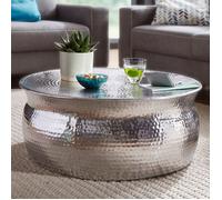 Table basse ronde 75x31 cm en aluminium argenté