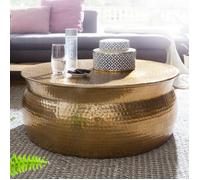 Table basse ronde 75x31 cm en aluminium doré