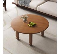 Table Basse Ronde 80 Cm en Bois de Caoutchouc,Table de Salon Moderne avec Pieds Boules,Table Centrale Minimaliste À Forme Arrondie pour Petit Salon,Chambre et Bureau A
