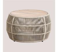 Table basse ronde Ø80cm en bois d'acacia Krot Beige Crème