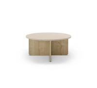 Table basse ronde 80cm en mélamine Chêne clair