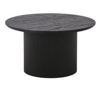 Table basse Ronde 80cm Pieds Relief MDF Effet bois foncé - ANKARA -