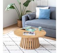 Happy Garden Table basse LIV ronde 80 cm style scandinave en aggloméré et mélaminé Marron