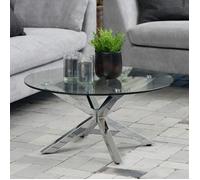Table basse ronde 82x82x40 cm en verre et métal chromé - BUGGIO