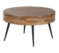 Table Basse Ronde Ø90cm Bois d'Acacia Pieds Métal Noir - BONAA - ALTOBUY Marron G