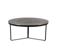 Table basse ronde Ø90cm en métal martelé et sculpté finition brossé pied laqué noir - SOHALIA - ALTOBUY Gris