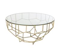 Table basse ronde 90x90x44 cm en métal doré et verre - MOOZA