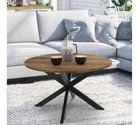 IDMarket Table basse ronde Alix plateau Hawkins pied araignée 70 cm bois foncé design industriel
