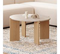 IDMarket - Table Basse Ronde ARMONIA 73 cm Effet travertin