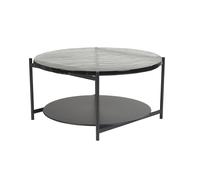 Table basse ronde avec double plateau en verre recyclé et métal noir D85 cm WELLE