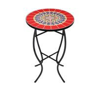 Table basse ronde avec mosaïque artisanale-Polyvalente comme table de salon | Couchtisch & Lesetisch, petite table de côté à cadre métal noir, pour salon, couloir, chambre, coin lecture & décoration