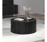 Table basse ronde avec rangement interne 80x36 cm noir - SABI