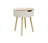 Table Basse Ronde Blanche avec Coffre - ROFIA -