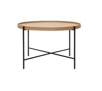 Table basse ronde bois clair et métal noir D75 cm BASSY