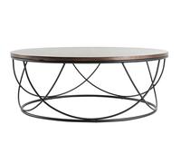 Table basse ronde bois foncé noyer et métal noir D80 cm LACE