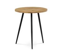 Table basse ronde bois MDF marron 40x40x45 cm style industriel pieds métal noir (AF3005OAK)