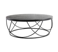 Table basse ronde bois noir et métal noir D80 cm LACE