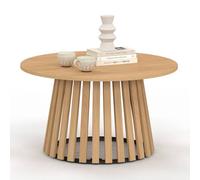 Table basse ronde CARMEN 70 cm pied bois en lattes et plateau bois