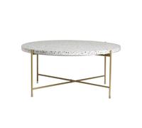Table basse ronde design en terrazzo et métal doré D81 cm MEZZO