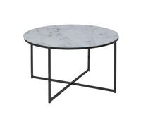 Table basse ronde effet marbre en verre et métal Blanc, L. 80 x l. 80 x H. 45 cm, ALYSÉ