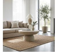 Table basse ronde effet travertin mat salon Ø70 cm GALET