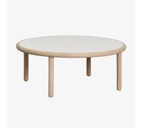 Table basse ronde en bois d'acacia Olivia Blanc Gardenia - Marron Acacia clair Ø80 cm