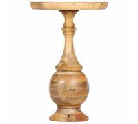 Table basse ronde en bois massif de manguier 43 x 66 cm avec base sphérique | Bois de manguier massif, base sphérique, utilisation intérieure et extérieure, nettoyage facile, veinures uniques