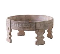 Table basse ronde en bois massif sculpté à la main, table d'appoint incurvée, plateau décoratif, table d'appoint étroite pour salon, bureau, salle de réception, chambre à coucher