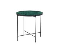 Table basse ronde en céramique vert foncé et métal noir d50 cm kotta
