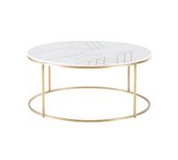 Table basse ronde en marbre reconstitué blanc et fer doré D90 90x40x90cm Blanc