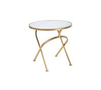 Mauro Ferretti Table d'appoint ronde TABLE MAT GLAM métal doré plateau marbre 50x50,5 Or