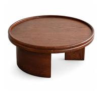 Table basse ronde en noyer, petite table centrale à thé en bois de 7,9 pouces de hauteur pour le salon, tables de sol à profil bas avec bord surélevé, accent rustique du milieu du s Brown 18.5in/47cm