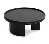 Table basse ronde en noyer, petite table centrale à thé en bois de 7,9 pouces de hauteur pour le salon, tables de sol à profil bas avec bord surélevé, accent rustique du milieu du s Black 20.5in/52cm