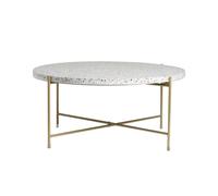 Table basse ronde design en terrazzo et métal doré D81 cm MEZZO