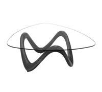 Table basse ronde en verre et finition wengé Ø106 cm Vague - Amadeus