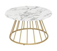 Atmosphera - Table basse Rayo - effet marbre, plateau en verre trempé - L70 x H40 cm - Blanc