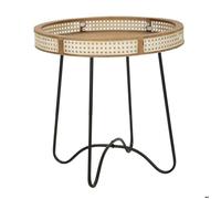 Table basse ronde Fuji en rotin et fer noir - Ø 60 cm - Réf. VK8681847486664
