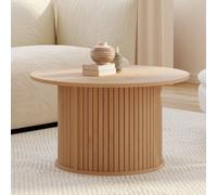 IDMarket - Table Basse Ronde Juliette 70 cm Lattes tasseau Bois Coloris chêne