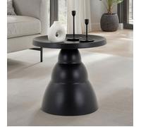 Table basse ronde LORIS Design Moderne Diamètre 50 cm Noire, Table d'appoint Design en Métal