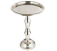 Table basse ronde marocaine Fasla - Diamètre : 38 cm - Table de salon orientale avec cadre pliable vintage en laiton - Table d'appoint en laiton argenté