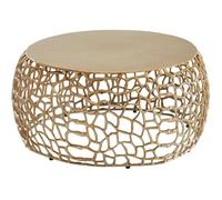 FineBuy Table Basse de Salon Aluminium 66x66x30 cm Ronde Métal Or | Petite Table de Canapé avec Structure en Branches | Design Table d'appoint Style Moderne